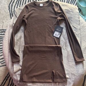 BYLT Basics Brown Ribbed Dress